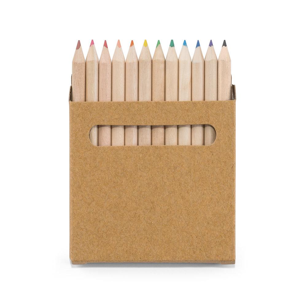 COLOURED. Caixa de cartão com 12 mini lápis de cor